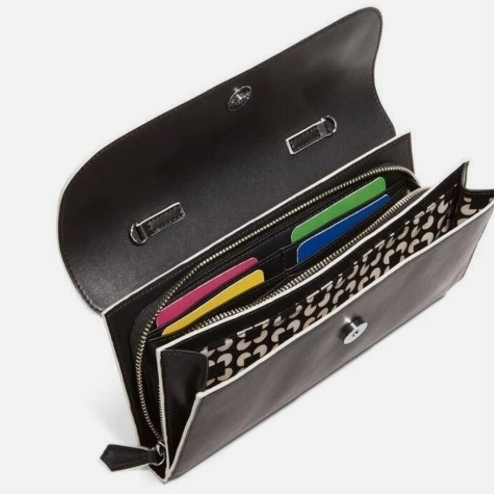 Vera Bradly Faux Leather Flap Clutch/Shoulder Bag Black NWT - Picture 4 of 4